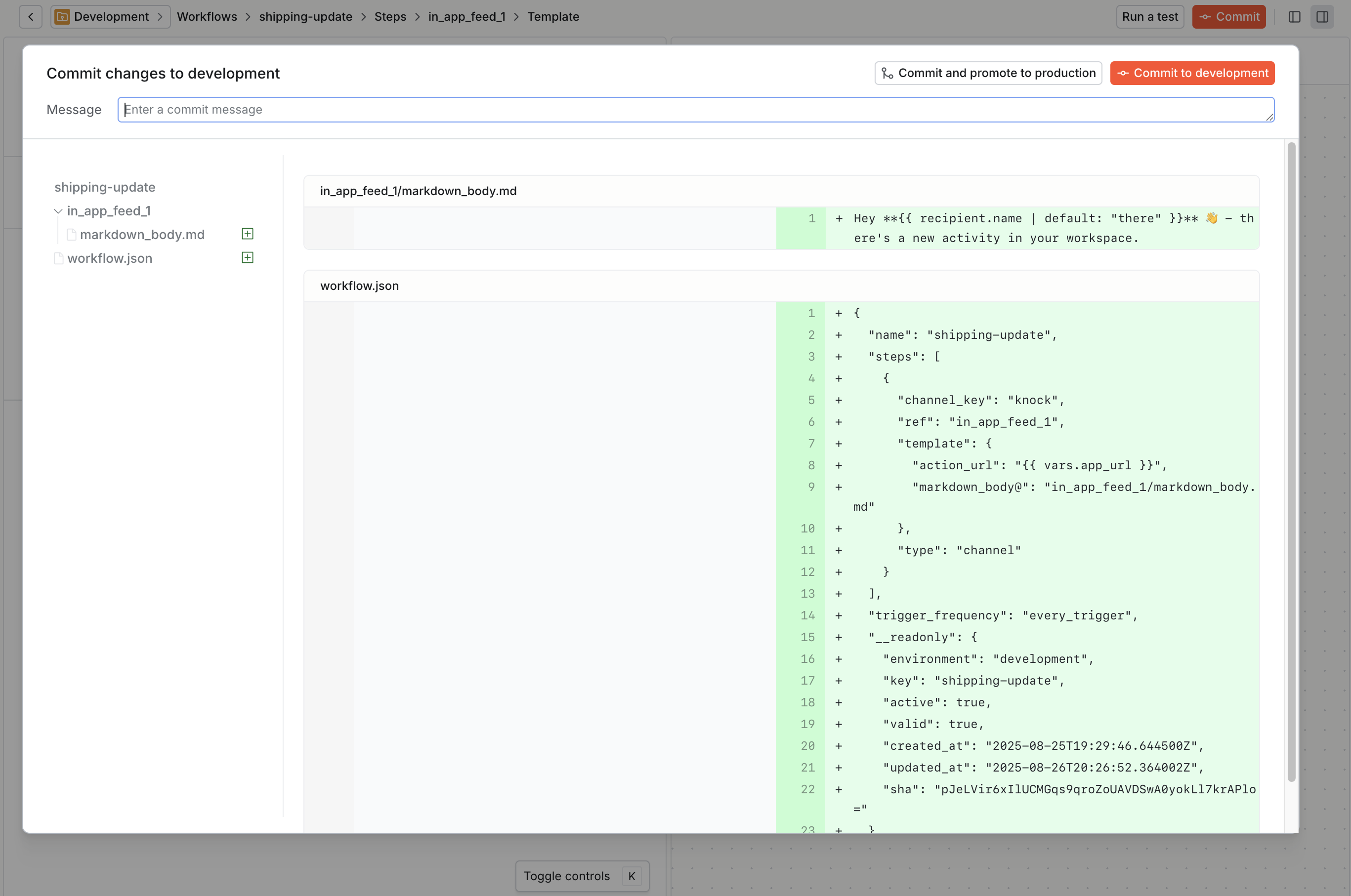 diff your changes and leave a message